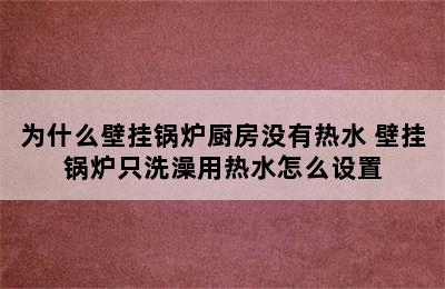 为什么壁挂锅炉厨房没有热水 壁挂锅炉只洗澡用热水怎么设置